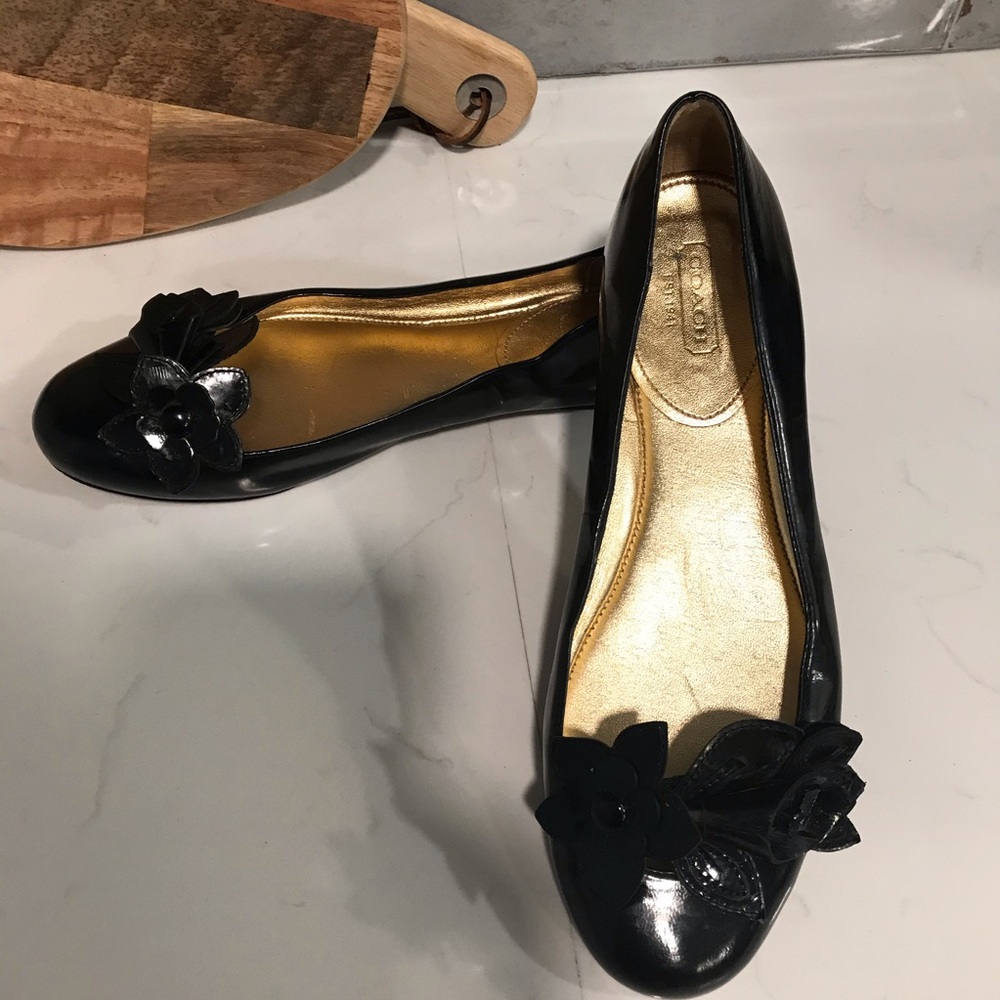 Coach black Chrisann patent leather ballet flats